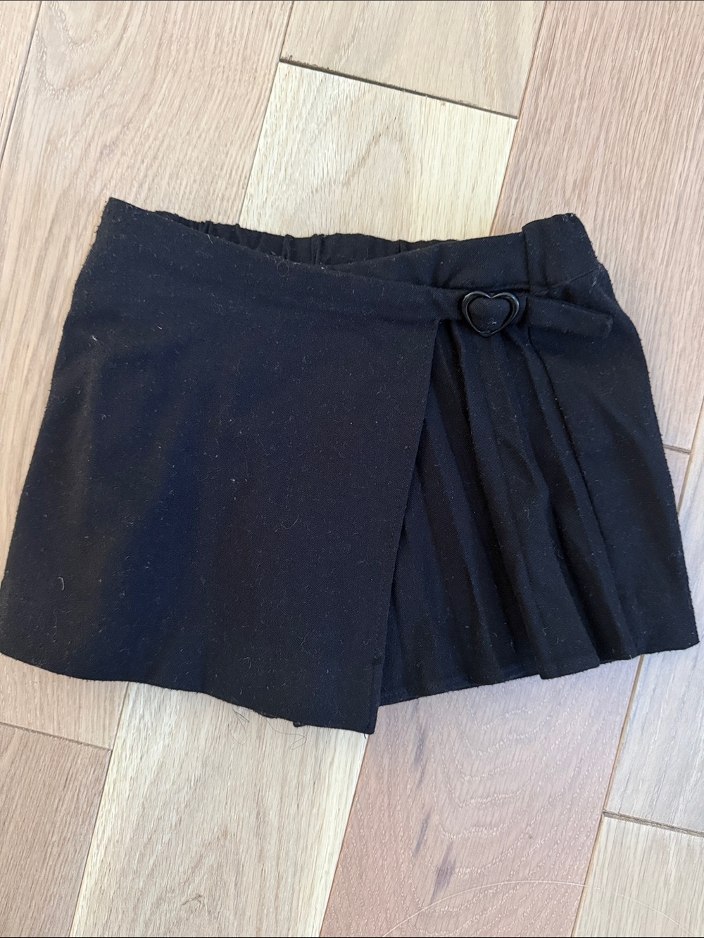 Zara Black Girls Pleated Skort with Heart Detail